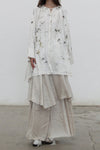 Mutedance 25 Autumn and Winter Round Neck Long Sleeve Loose Top Shirt Flower Dye MD-MD25FW130-hoary (MD25FW128)